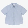 Emporio Armani Boys Blue & White Striped Cotton Shirt
