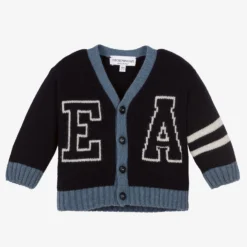 Emporio Armani Boys Blue Wool Knit Cardigan