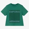 Emporio Armani Boys Green Logo Cotton T-Shirt