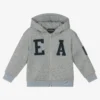 Emporio Armani Boys Grey Hooded Zip-Up Top