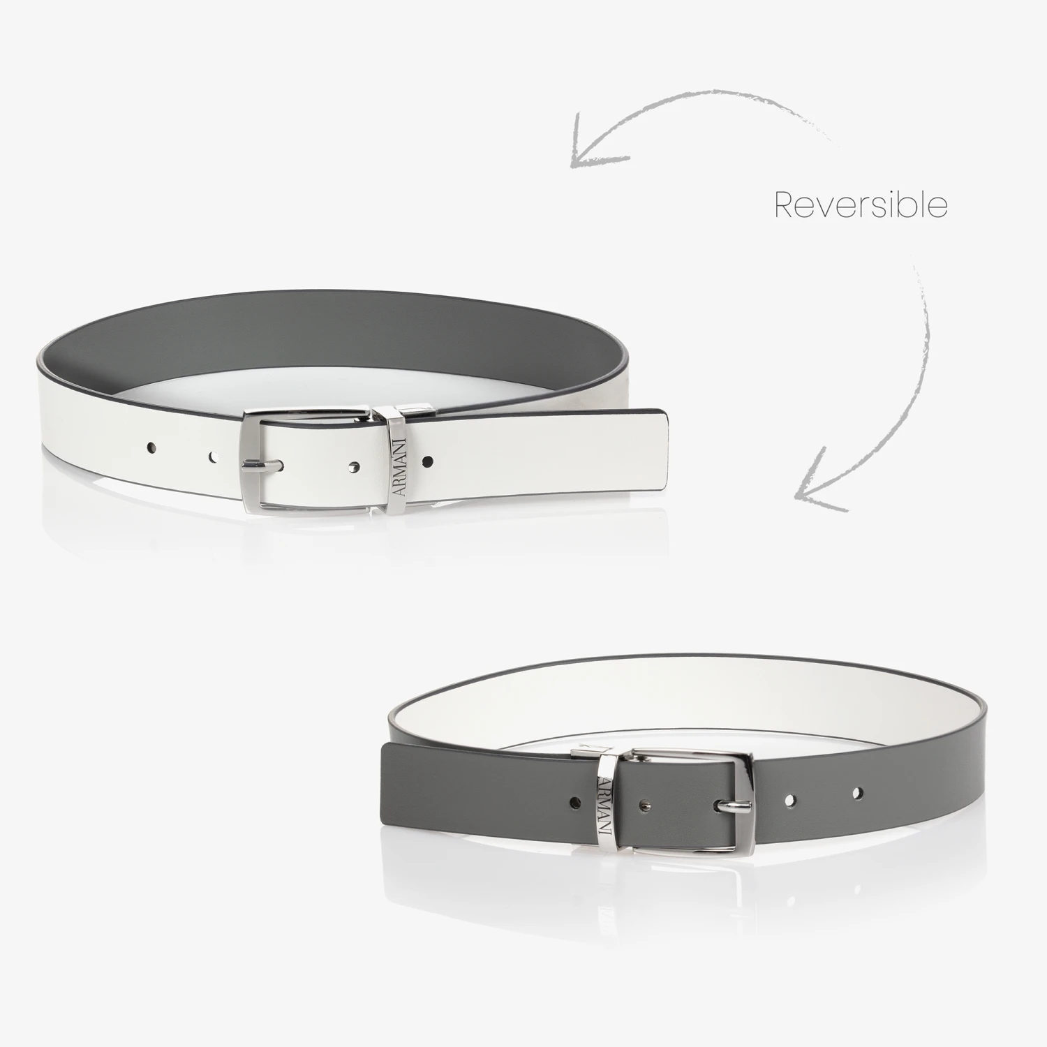 Emporio Armani Boys Grey & White Reversible Belt 2 Emporio Armani Boys Grey & White Reversible Belt - Image 2