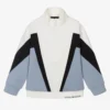 Emporio Armani Boys Ivory & Blue Colourblock Zip-Up Top