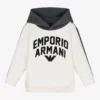Emporio Armani Boys Ivory & Blue Logo Hoodie