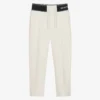 Emporio Armani Boys Ivory Cotton Logo Trousers