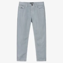 Emporio Armani Boys Light Blue Linen Trousers