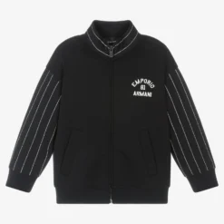 Emporio Armani Boys Navy Blue Logo Zip-Up Top