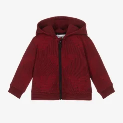 Emporio Armani Boys Red Hooded Zip-Up Top