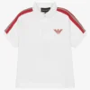Emporio Armani Boys White Cotton Eagle Logo Polo Shirt