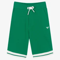 Emporio Armani Green Cotton Piqué Shorts