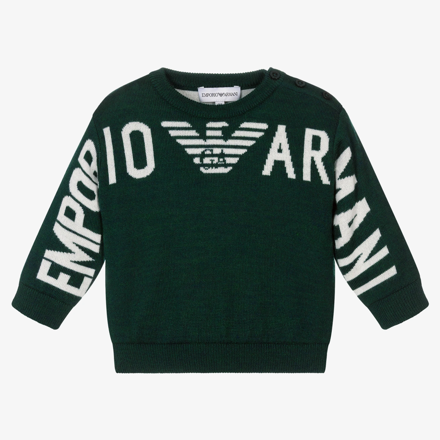 Emporio Armani Green Knitted Logo Sweater 1 Emporio Armani Green Knitted Logo Sweater