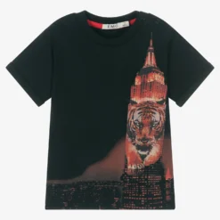 Everything Must Change Boys Black Cotton Tiger T-Shirt