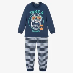 Everything Must Change Boys Navy Blue Cotton Long Pyjamas
