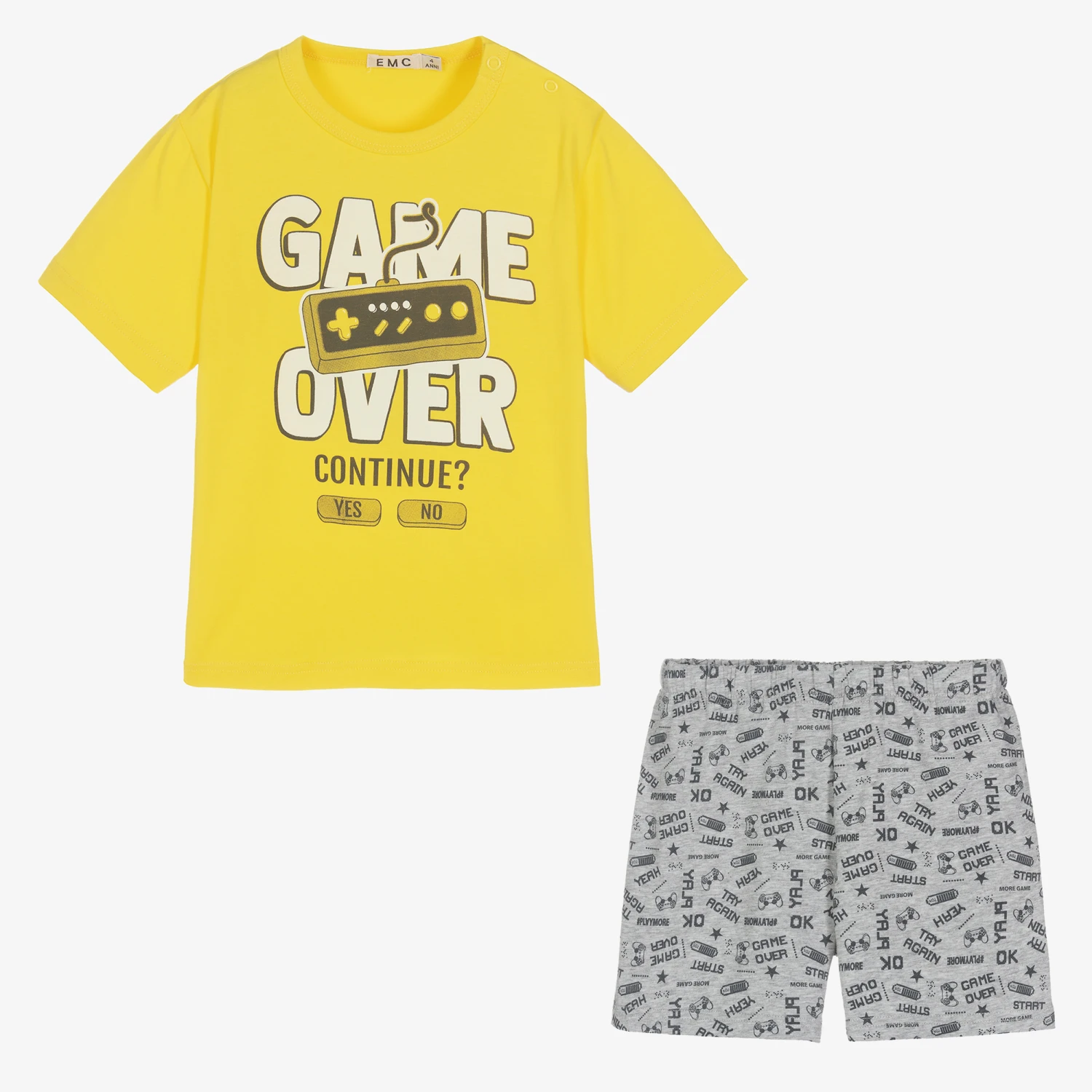 Everything Must Change Boys Yellow & Grey Cotton Short Pyjamas 2 Everything Must Change Boys Yellow & Grey Cotton Short Pyjamas - Image 2