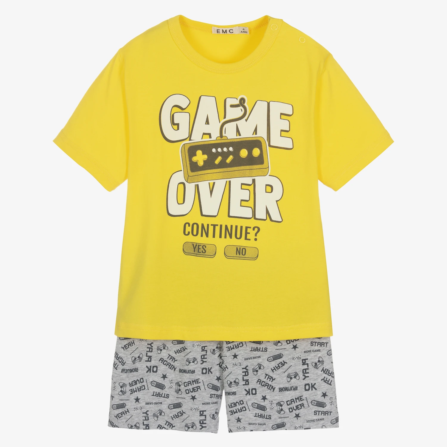 Everything Must Change Boys Yellow & Grey Cotton Short Pyjamas 1 Everything Must Change Boys Yellow & Grey Cotton Short Pyjamas