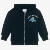 Falcotto By Naturino Boys Navy Blue Cotton Hooded Zip-Up Top