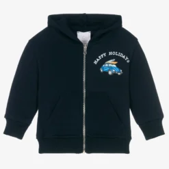 Falcotto By Naturino Boys Navy Blue Cotton Hooded Zip-Up Top