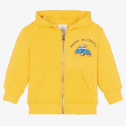 Falcotto By Naturino Boys Yellow Cotton Hooded Zip-Up Top