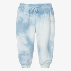 Falcotto By Naturino White & Blue Cotton Tie-Dye Joggers