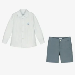 Foque Boys Blue Linen Shorts Set -Outlet Little Gents Set Store foque boys blue linen shorts set 499200 005b52d72ede0aa44260fa443086969793afda37