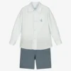 Foque Boys Blue Linen Shorts Set