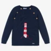 Foque Boys Navy Blue Lighthouse Cotton Sweater