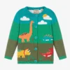 Frugi Green Organic Cotton Knit Dinosaur Cardigan