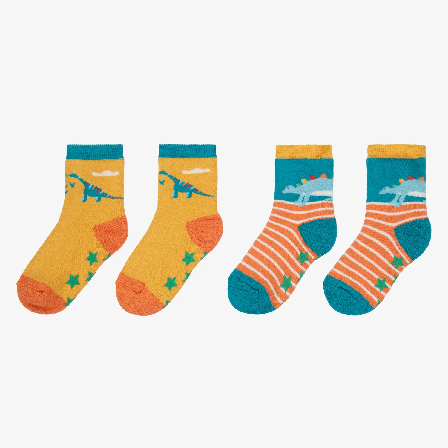 Frugi Yellow Dinosaur Socks (2 Pack) 3 Frugi Yellow Dinosaur Socks (2 Pack) - Image 3