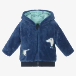 FS Baby Boys Blue Faux Fur Zip-Up Top