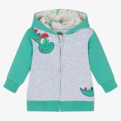 FS Baby Boys Grey & Grey Dinosaur Zip-Up Top