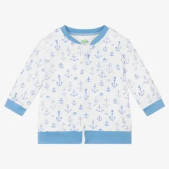 FS Baby Boys White & Blue Zip-Up Top