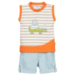FS Baby Orange & Blue Baby Shorts Set