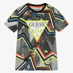 Guess Boys Black Cotton Printed T-Shirt