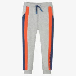 Guess Boys Grey Cotton Logo Joggers