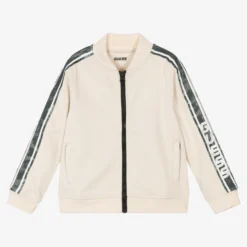 Guess Boys Ivory Logo Zip-Up Top