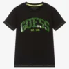 Guess Junior Boys Black Cotton Logo T-Shirt