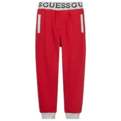 Guess Red Cotton Logo Joggers