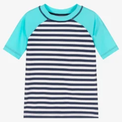 Hatley Boys Blue Striped Swim Top (UPF50+)