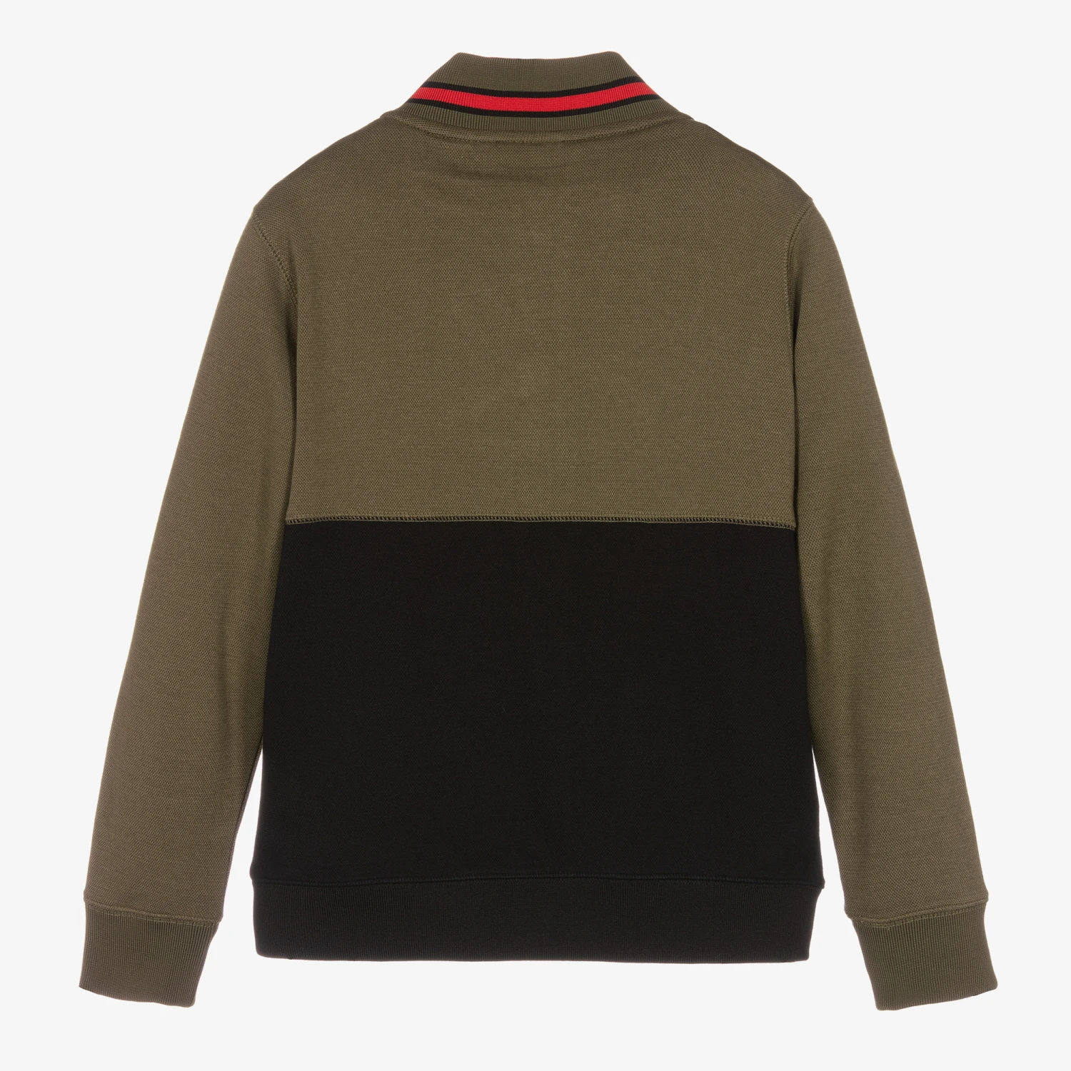 HUGO Boys Green & Black Logo Tape Zip-Up Top 2 HUGO Boys Green & Black Logo Tape Zip-Up Top - Image 2