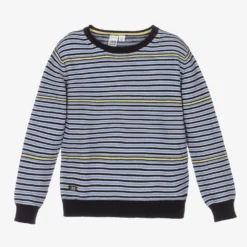 IDO Baby Blue Striped Cotton Sweater
