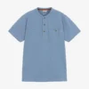 IDO Junior Boys Blue Cotton Piqué Henley Shirt