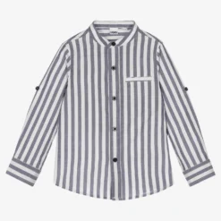 IDO Baby Boys Blue Cotton Stripe Shirt -Outlet Little Gents Set Store ido boys blue cotton stripe shirt 444311 75ff4a71580cb4ab37ab55a74b9716de8bff2841