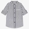 IDO Baby Boys Blue Cotton Stripe Shirt