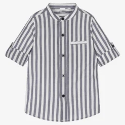 IDO Baby Boys Blue Cotton Stripe Shirt