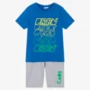 IDO Junior Boys Blue & Grey Cotton Shorts Set