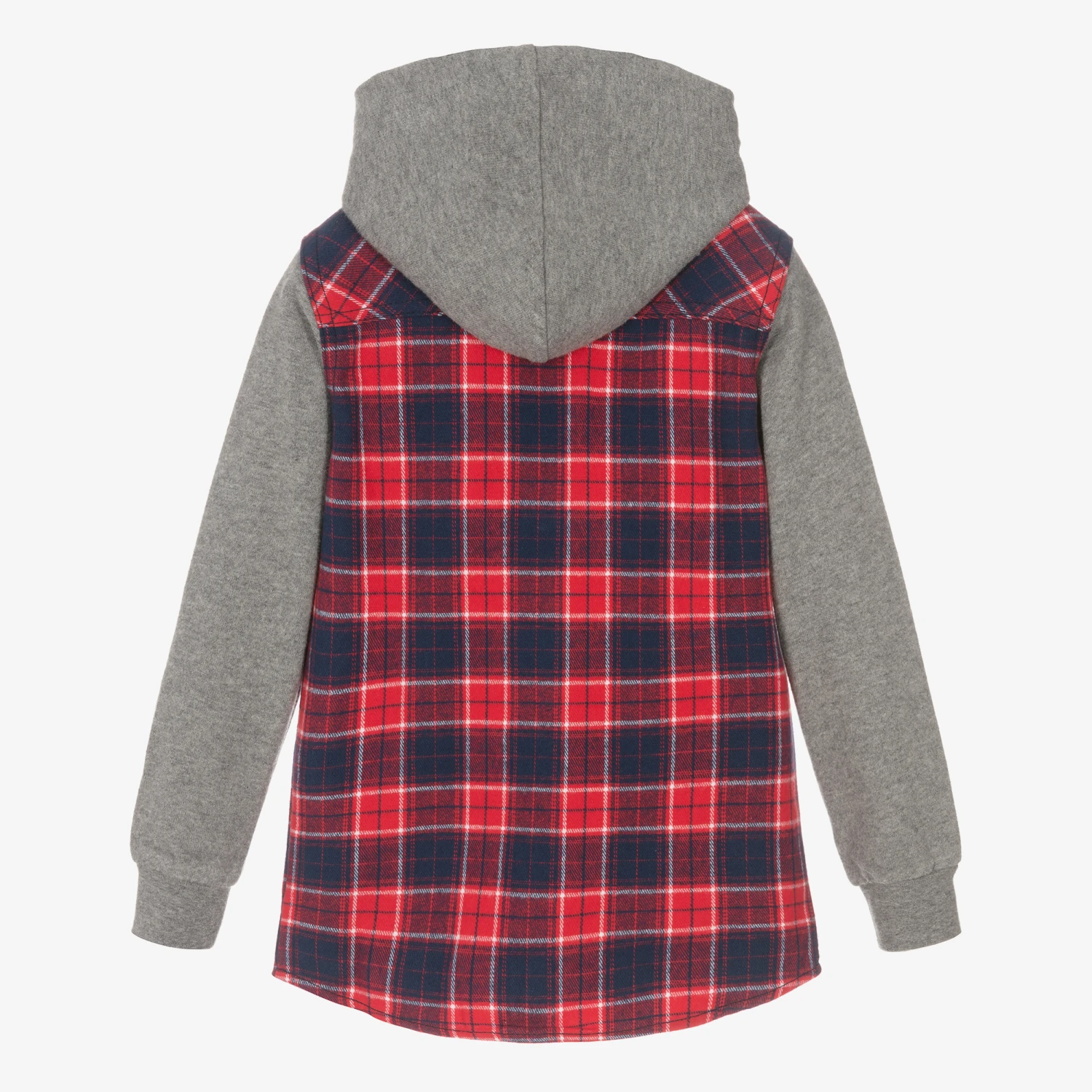 IDO Baby Boys Red Cotton Hooded Shirt 3 IDO Baby Boys Red Cotton Hooded Shirt - Image 3