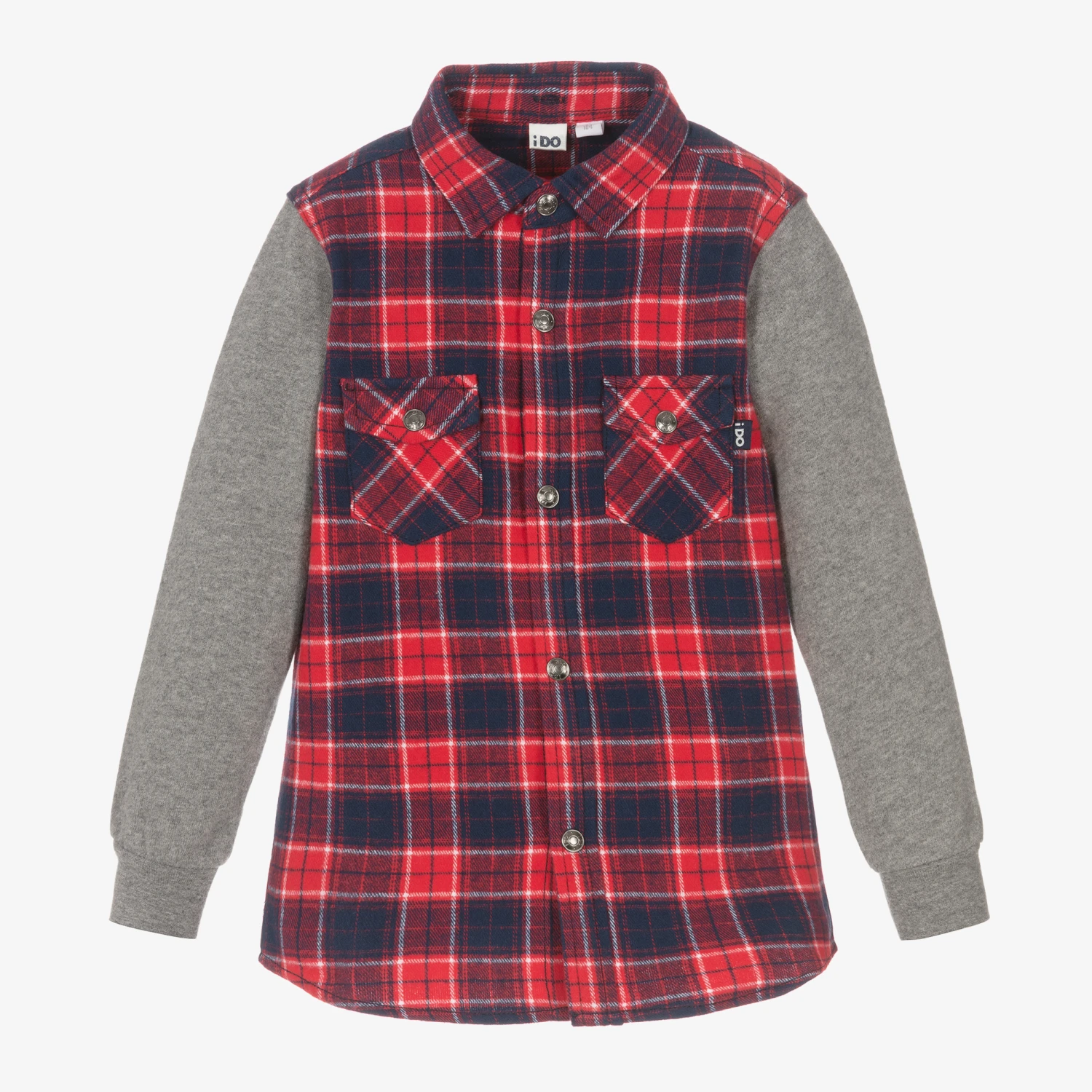 IDO Baby Boys Red Cotton Hooded Shirt 4 IDO Baby Boys Red Cotton Hooded Shirt - Image 4