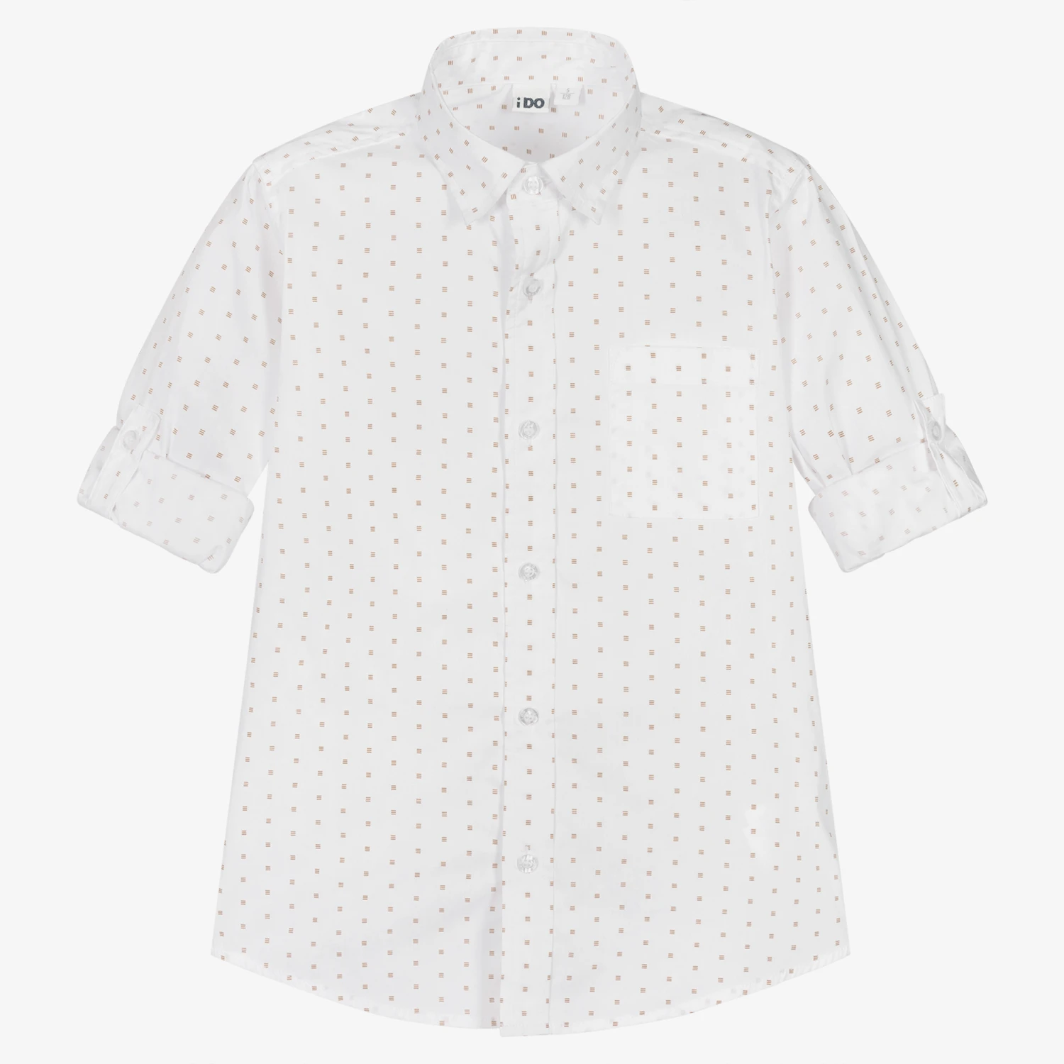 IDO Junior Boys White & Beige Patterned Shirt 1 IDO Junior Boys White & Beige Patterned Shirt