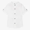 IDO Baby Boys White Collarless Linen Shirt
