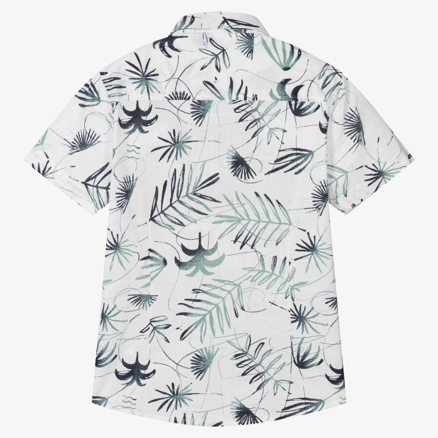 IDO Junior Boys White & Green Cotton Floral Shirt 3 IDO Junior Boys White & Green Cotton Floral Shirt - Image 3