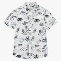 IDO Junior Boys White & Green Cotton Floral Shirt